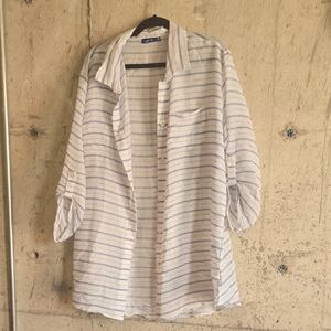 Apt. 9 White Shirt with Blue Pinstripes